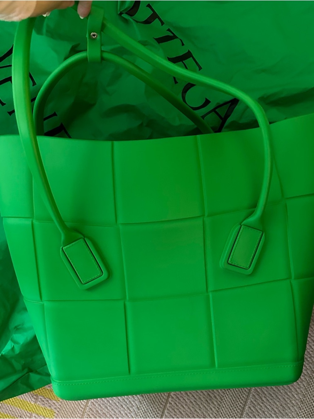 Bottega Veneta Green Intrecciato Arco Tote
